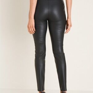NWT Chico's black Faux Leather Front Ponte Stretch Leggings‎ pants 3P 16 petite